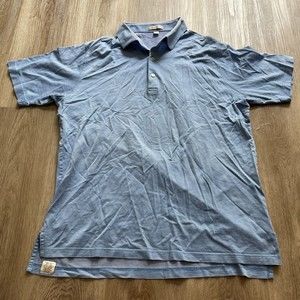 Peter Millar Shirt Mens Large Blue Golf Polo Cotton Red Half Stripes Look Close